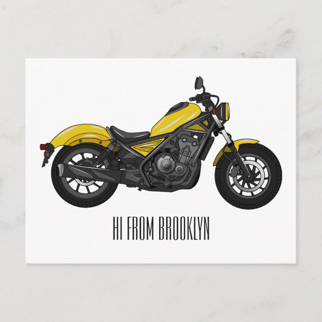 Cruiser motorcycle cartoon illustration  postcard (Front)