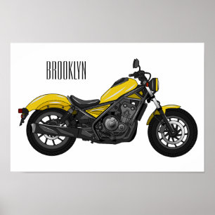 Cruiser motorcycle cartoon illustration poster
