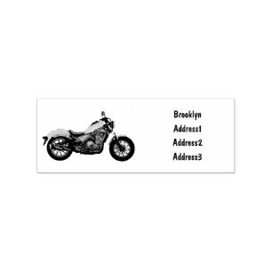 Cruiser motorcycle cartoon illustration rubber stamp