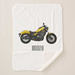Cruiser motorcycle cartoon illustration sherpa blanket