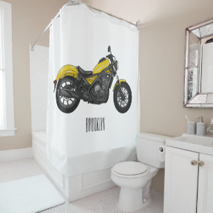 Cruiser motorcycle cartoon illustration  shower curtain