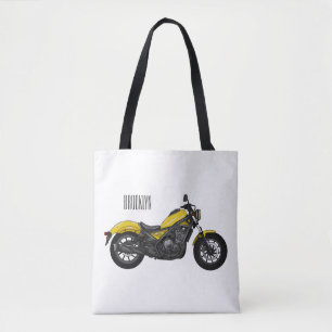Cruiser motorcycle cartoon illustration tote bag