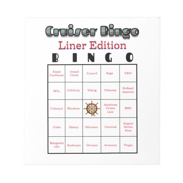 Cruiser's Bingo Liner Edition Notepad (Front)
