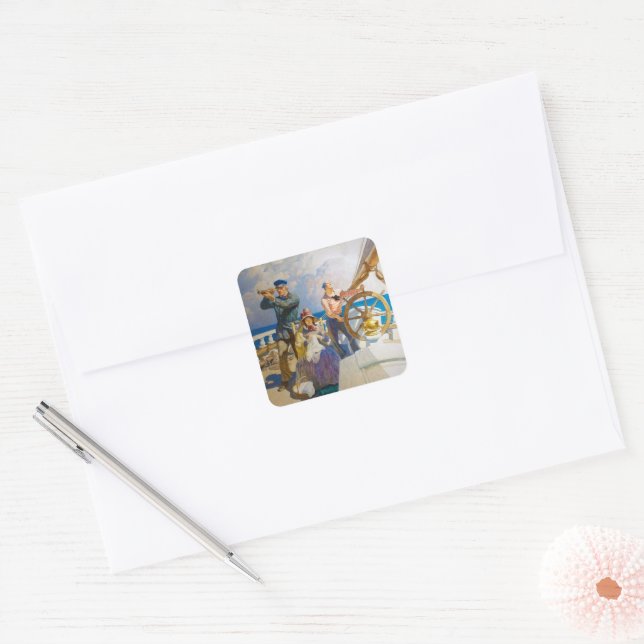 Cruises by Newell Convers Wyeth Square Sticker (Envelope)