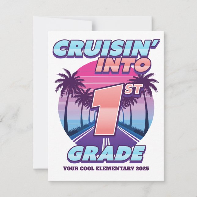 Cruisin’ Back to School 1st Grade Card (Front)