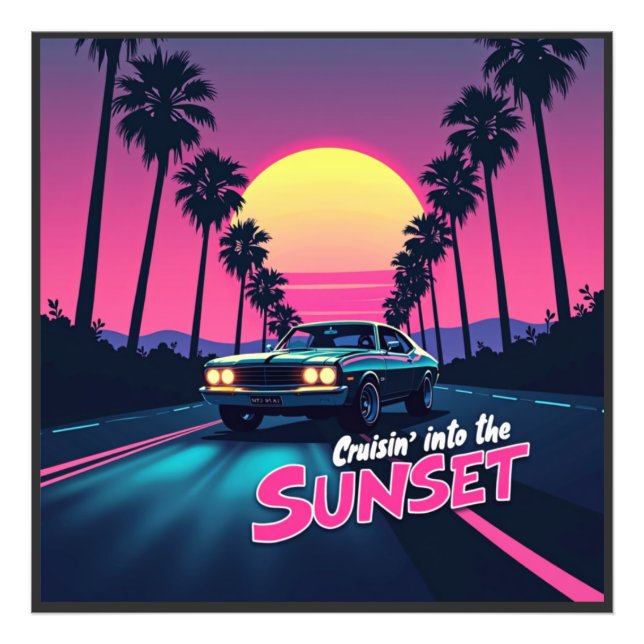 Cruisin' into the Sunset - 80s Retro Drive  Photo Print (Front)