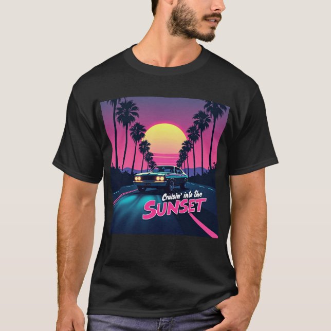 Cruisin' into the Sunset - 80s Retro Drive  T-Shirt (Front)