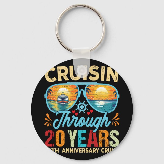 Cruisin Through 20 Years 20th Wedding Anniversary  Key Ring (Front)