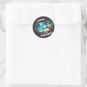 Cruisin' Through Paradise: Tropical Escape Vibes 1 Classic Round Sticker