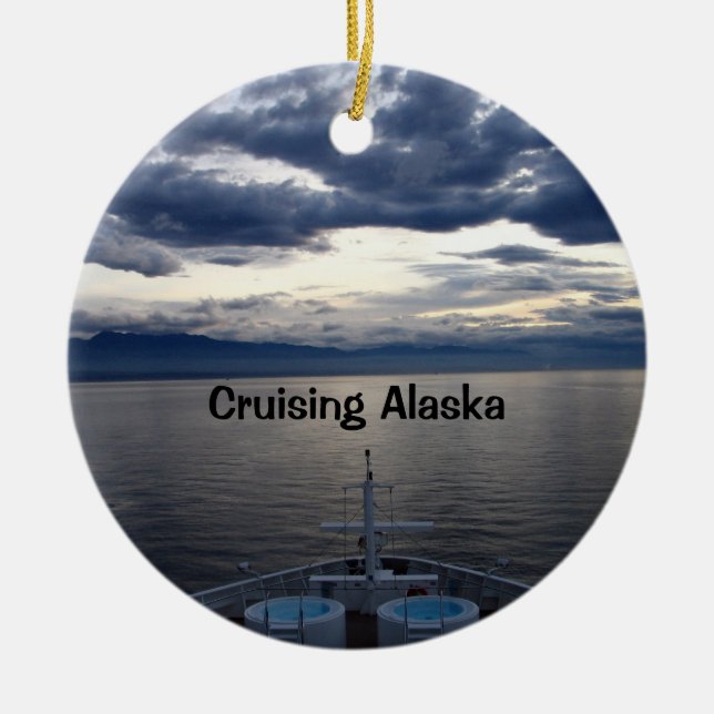 Cruising Alaska Ceramic Tree Decoration (Front)