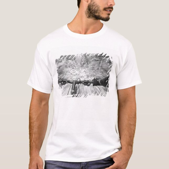 Cruising down a buff section of singletrack 2 T-Shirt (Front)