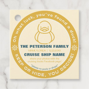 Cruising Duck Keep or Hide Game Tag with QR code