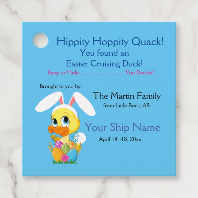 Cruising Duck Tags for Easter (Front)