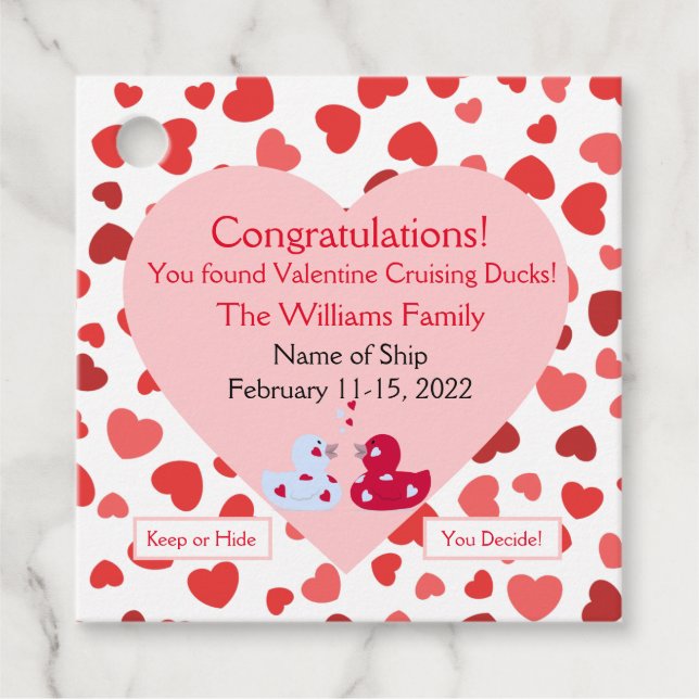 Cruising Duck Tags Valentines (Front)