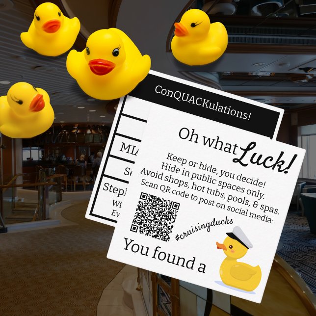 Cruising Ducks Cruise Captain Duck Calling Card (Customize this fun detailed #CruisingDucks tag)