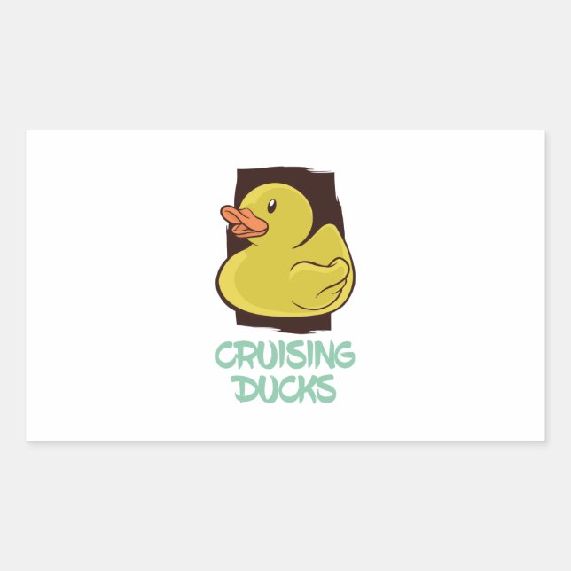 Cruising Ducks Fun Travel Rectangular Sticker (Front)
