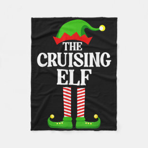 Cruising Elf Family Matching Group Funny Christmas Fleece Blanket