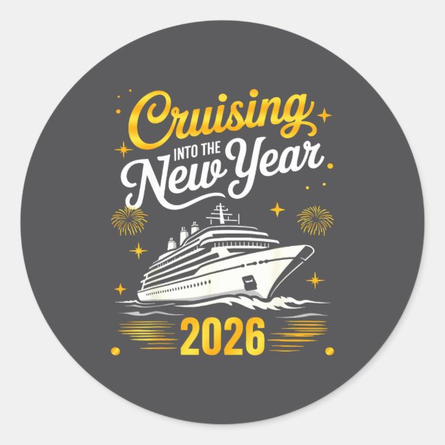 Cruising Into 2026 New Years Eve Matching Family C Classic Round Sticker (Front)