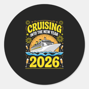 Cruising Into 2026 New Years Eve Party Favors Fami Classic Round Sticker