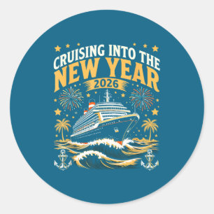 Cruising Into 2026 New Years Eve Party Favors Fami Classic Round Sticker
