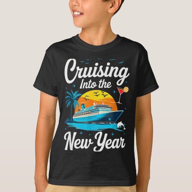 Cruising Into 2026 New Years Eve Party Matching Fa T-Shirt (Front)
