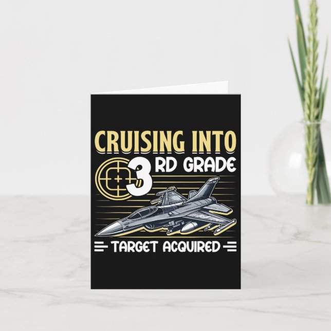 Cruising Into 3rd Grade Jet Fighter First Day Back Card (Front)