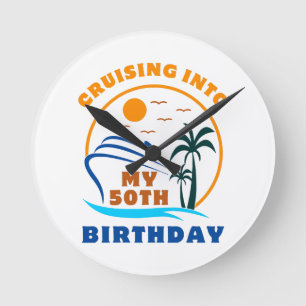 Cruising Into My 50th Birthday Boat Round Clock