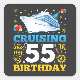 Cruising Into My 55 Birthday Party Square Sticker