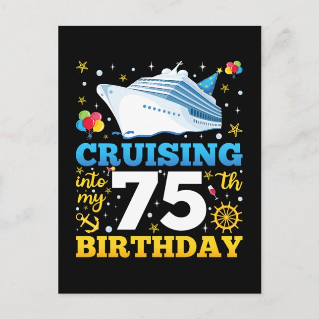 Cruising Into My 75 Birthday Party Postcard (Front)