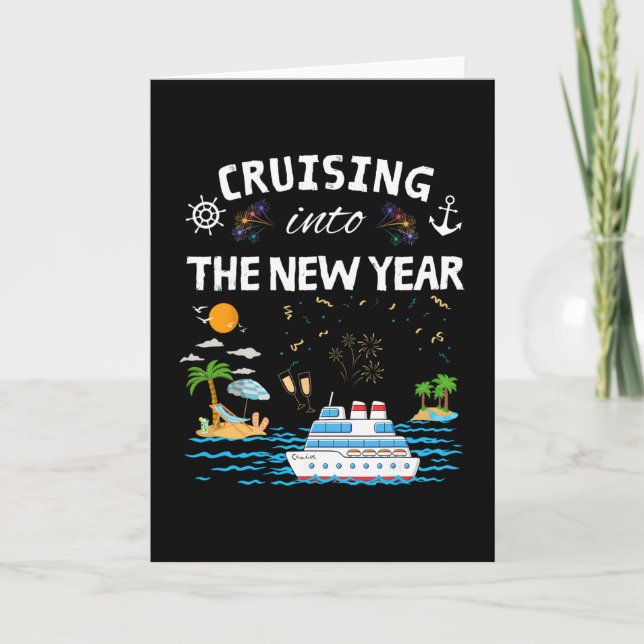 Cruising Into New Year 2026 Match Family Vacation  Card (Front)