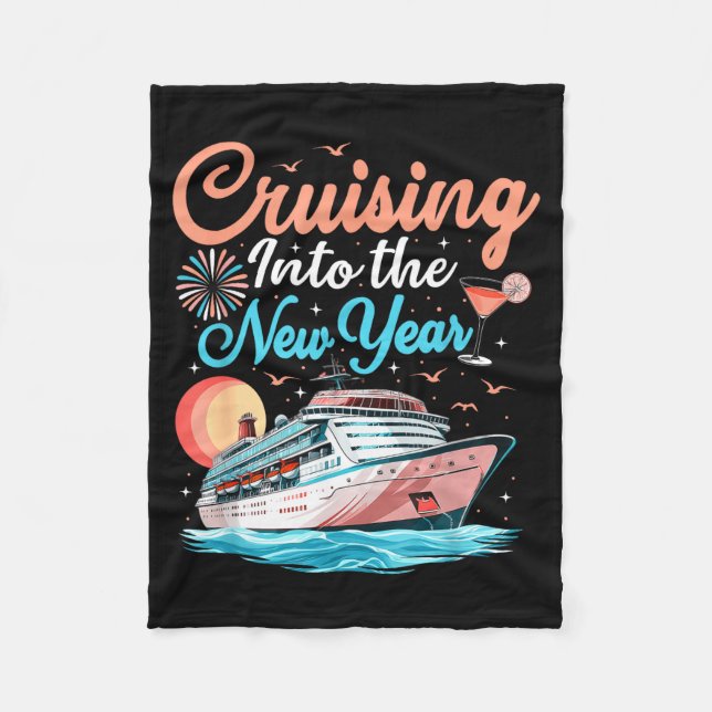 Cruising Into New Years Eve Party Countdown Happy  Fleece Blanket (Front)