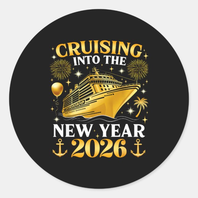 Cruising Into The 2026 New Years Eve Party Family  Classic Round Sticker (Front)