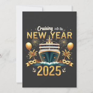 Cruising into the New Year 2025 Eve Family Crew Thank You Card