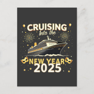 Cruising into the New Year 2025 Family Cruise Announcement Postcard