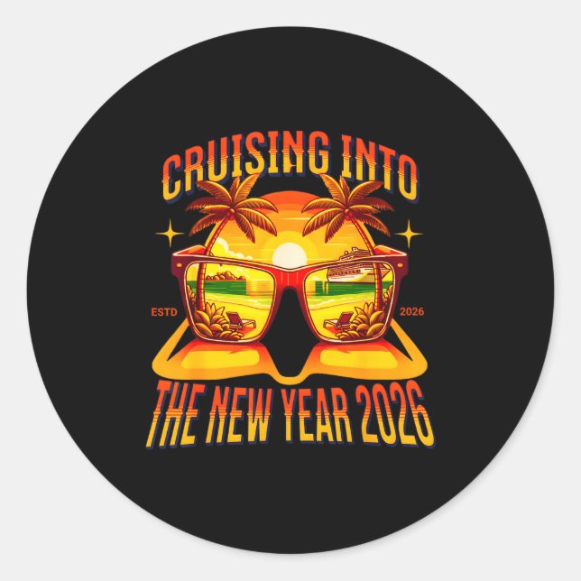 Cruising Into The New Year 2026  Classic Round Sticker (Front)