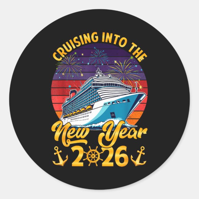 Cruising Into The New Year 2026 Cruise New Years E Classic Round Sticker (Front)