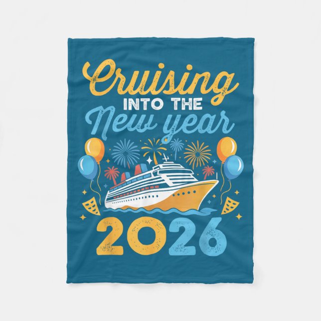 Cruising Into The New Year 2026 Family Cruise Cele Fleece Blanket (Front)