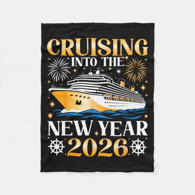 Cruising Into The New Year 2026 Happy New Year Fam Fleece Blanket (Front)
