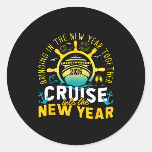 Cruising Into The New Year 2026 Matching Family Cr Classic Round Sticker