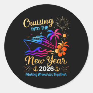 Cruising Into The New Year 2026 Trip Family Matchi Classic Round Sticker