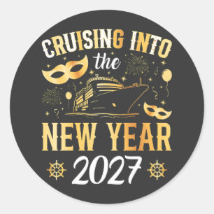 Cruising into the New Year 2027 Classic Round Sticker