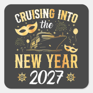 Cruising into the New Year 2027 Square Sticker