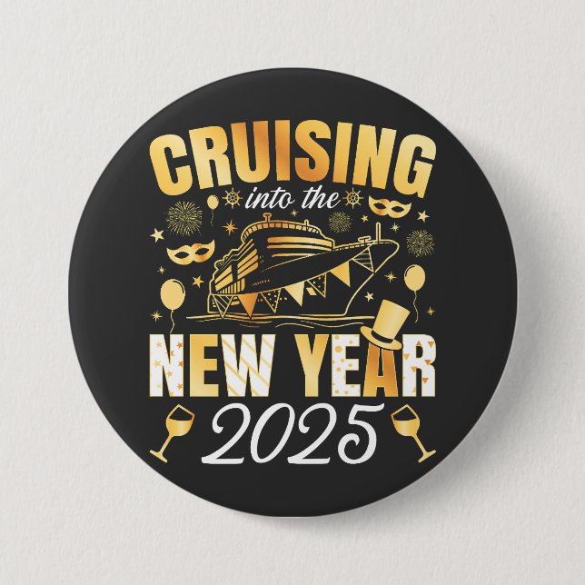 Cruising Into the New Year Cruise 2025 Round 7.5 Cm Round Badge (Front)