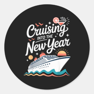 Cruising Into The New Year Cruise Party Sunset Oce Classic Round Sticker