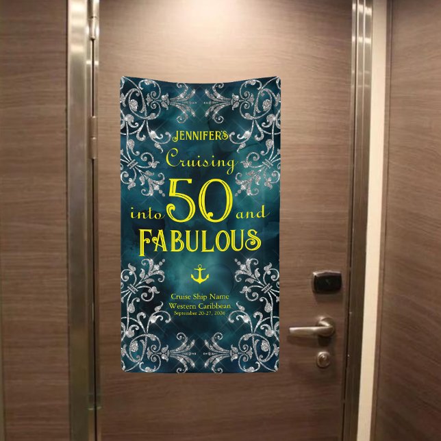 Cruising into XX and Fabulous Birthday Cruise Door Banner (Cruising into ___ and Fabulous)