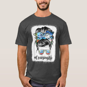 Cruising Life Cruise Messy Bun Hair Sunglasses Mum T-Shirt