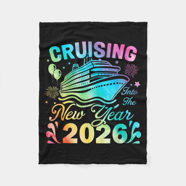 Cruising My Way Into 2026 Happy New Year Anchor Fa Fleece Blanket (Front)