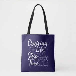 Cruising Therough Life Nautical Tote Bag