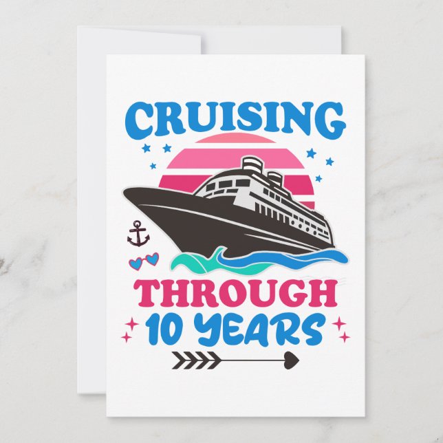 Cruising Through 10 Years Wedding Invitation (Front)