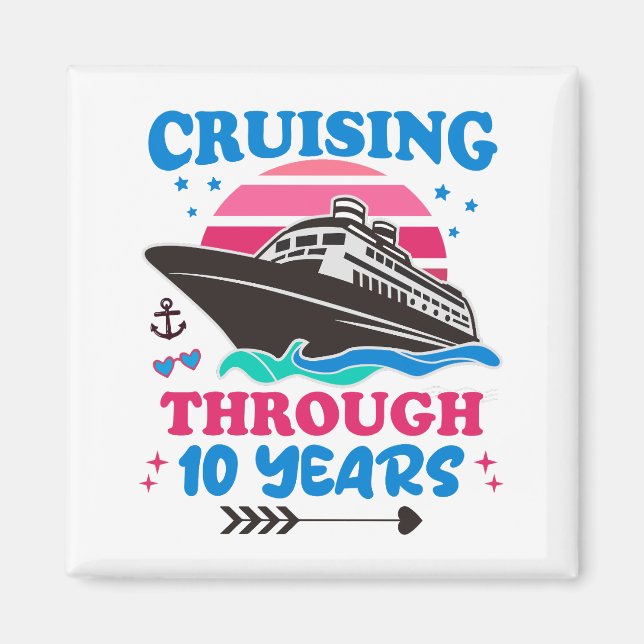 Cruising Through 10 Years Wedding Magnet (Front)